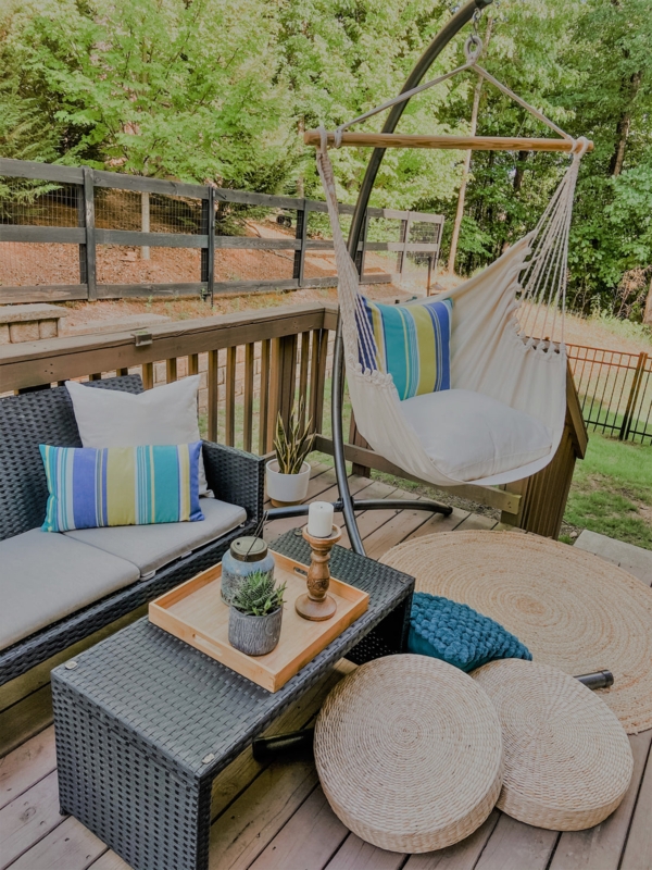 Hammock Chair with Long Fringe & Woven Body. Boho Garden Retreat.