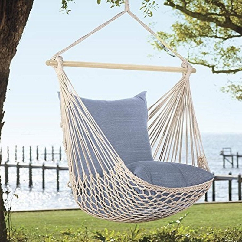 Hammock Chair with Macrame Fringe and Spreader Bar, Bohemian Style