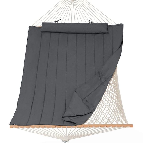 Hammock Dark Gray Quilted Pad Matching Pillow Backyard Relaxation Seating