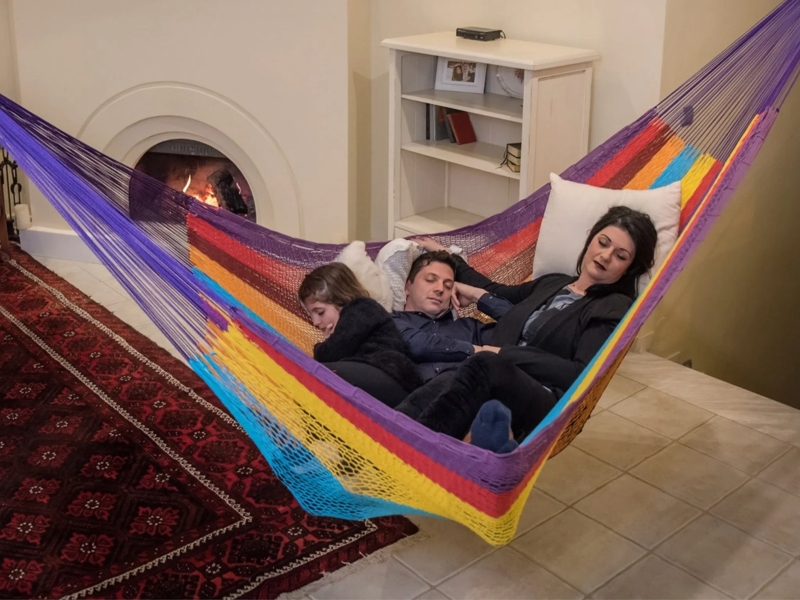 Hammock Extra Wide with Spreader Bars & Fringe, Lakeside