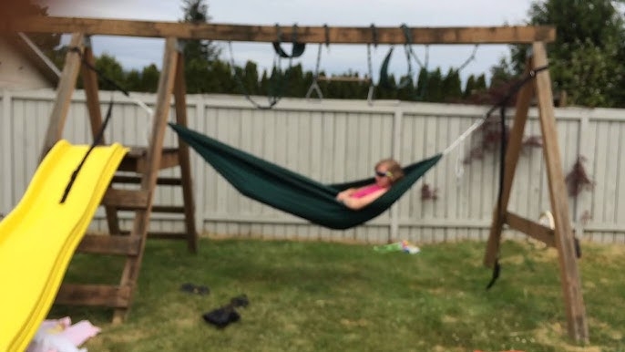 Hammock in Bright Green Color, Portable Camping Design With Straps