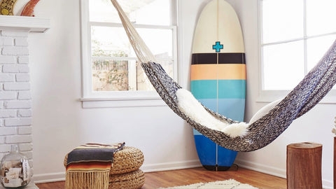 Hammock Indoor Woven Textile with Fringe, Colorful Boho