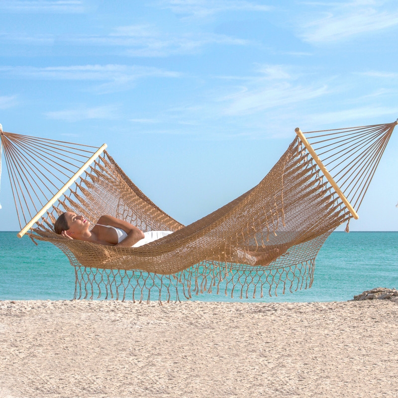 Hammock Mayan Weave Bronze Color Looped Ends Bohemian Rope Swing