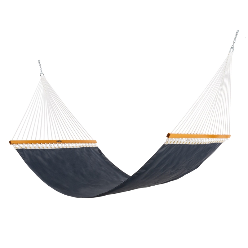 Hammock, Navy Quilted Fabric with Spreader Bars & Pillow