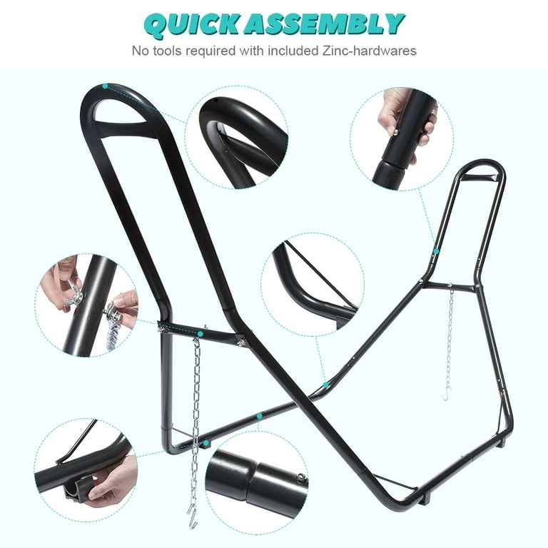 Hammock Stand, Heavy-Duty Adjustable Black Steel Frame
