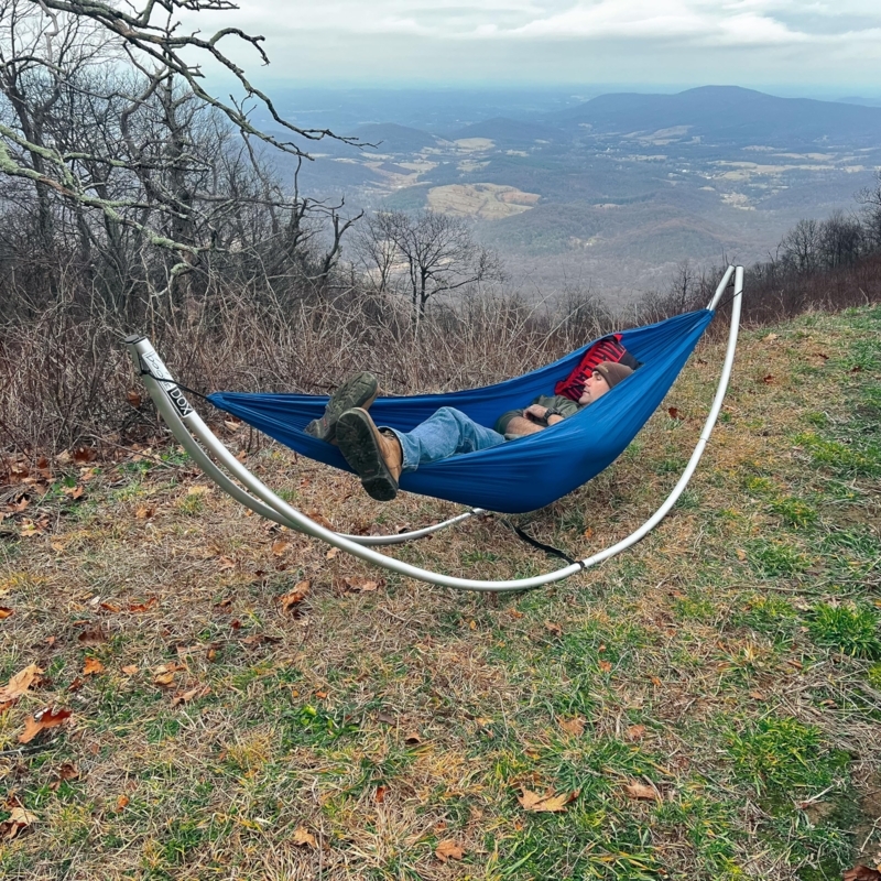 Hammock Stand Matte Black Finish Tubular Metal A-Frame Legs