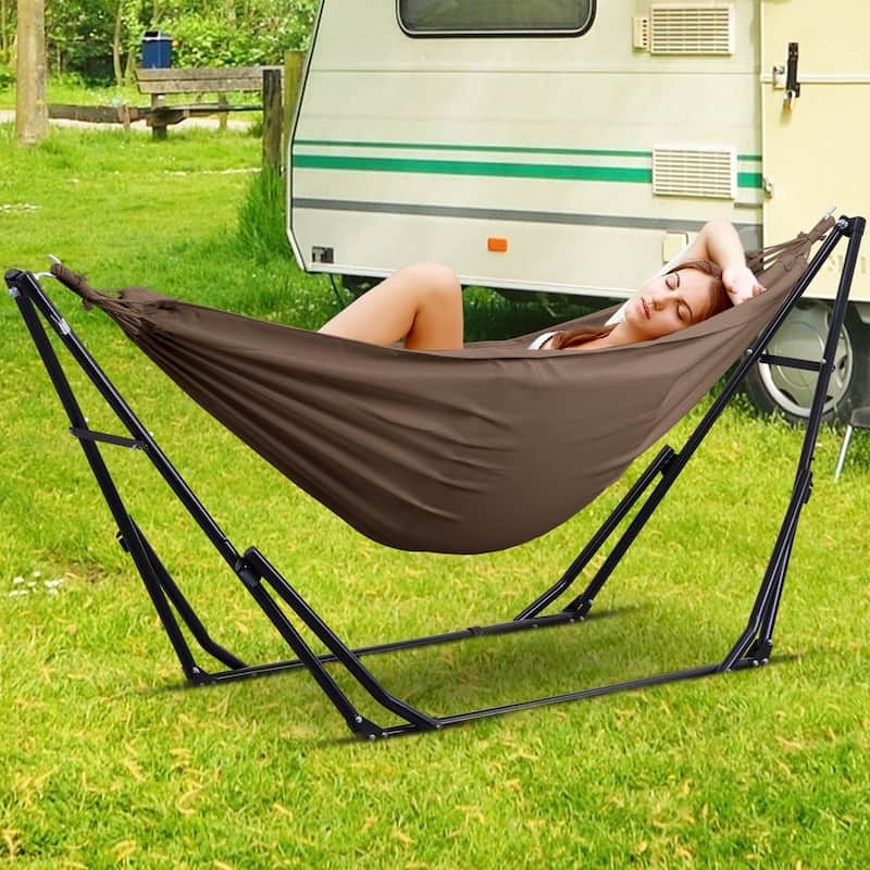 Hammock Swing Chair, Blue Striped 2-in-1 with Steel Stand