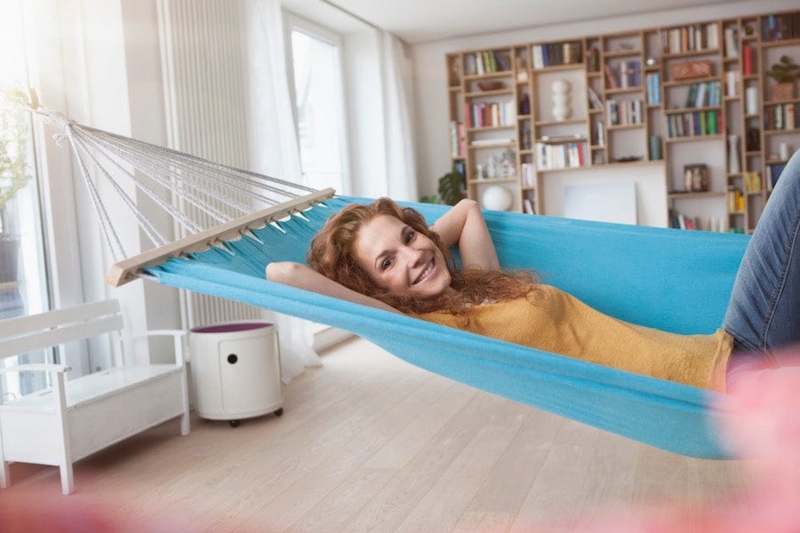 Hammock Vibrant Striped Woven Fabric, Indoor Installation