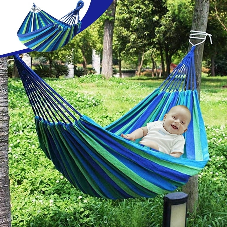 Hammock, White Canvas Fabric with Spreader Bars, Boho Garden Lounger