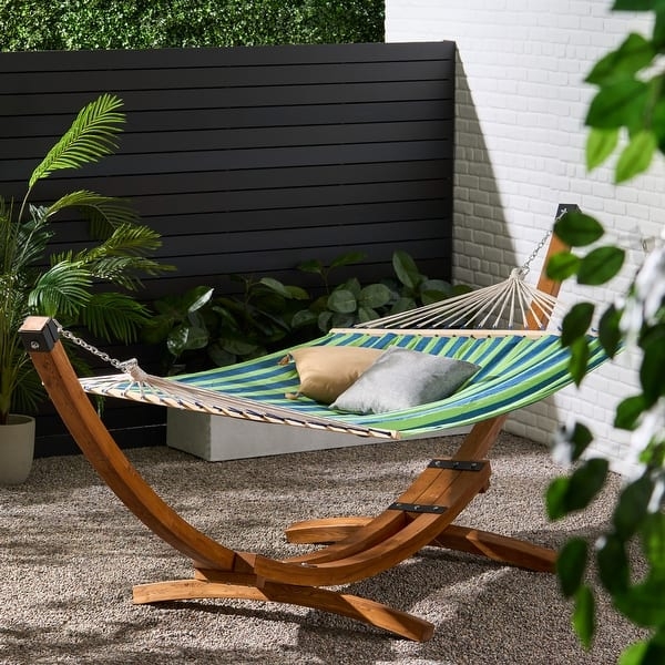 Hammock with Crescent Shape & Synthetic Wicker. Sculptural Design.
