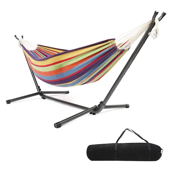 Hammock with Metal Stand and Spreader Bars for Freestanding Setup