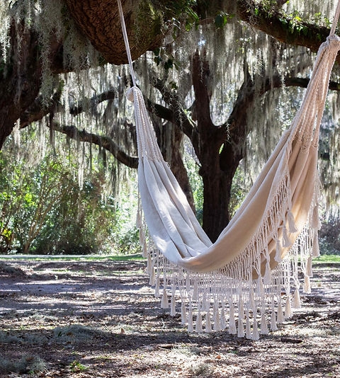 Hand Loomed Hammock with Macrame Fringe for Indoor Bohemian Styling