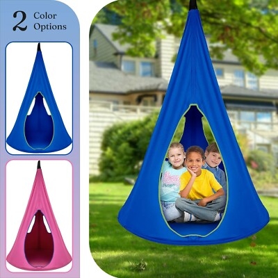 Hanging Nest Swing Lime Green Synthetic Fabric Teardrop Shape Portal Entrance