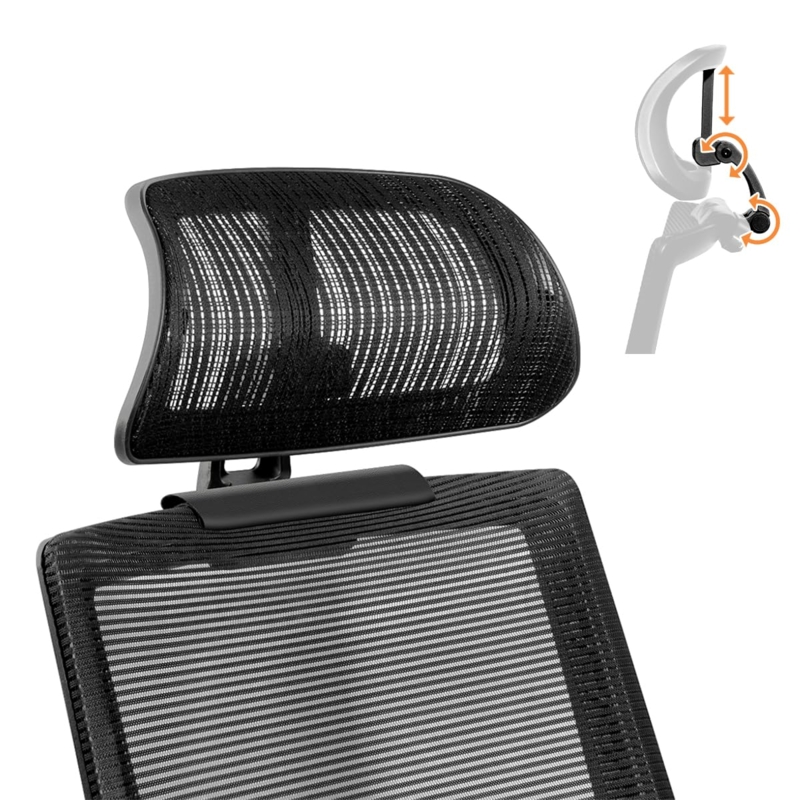 Headrest Attachment Adjustable Tilt Angle Mesh Universal for Chairs