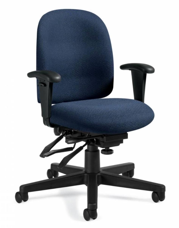 Heavy Duty Office Chair in Charcoal Gray Fabric with T-Arms