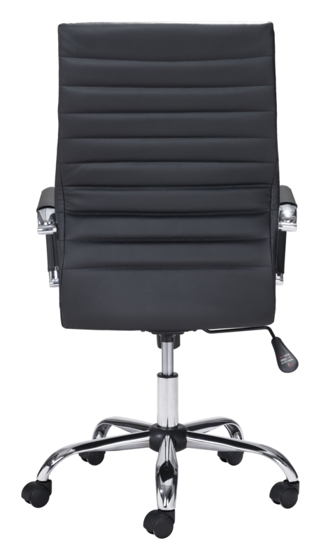 High-Back Office Chair Black Horizontal Ribbing Chrome Integrated Arms