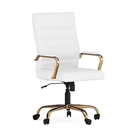 High-Back Office Chair, Ribbed Backrest, Modern Glam Home Office Setup