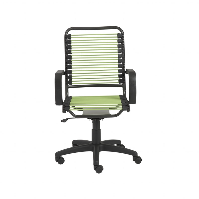 High Back Office Chair with Round Frame, Neon Green Bungee Cords