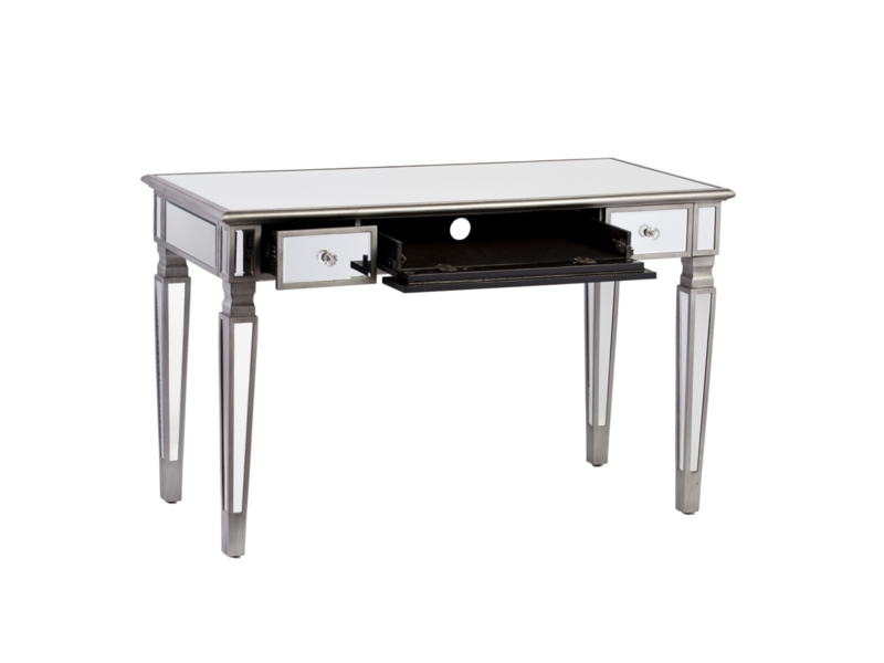 Hollywood Regency Writing Desk with Beveled Mirrored Panels