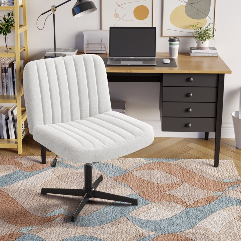 Homall Office Desk Chair Armless Swivel Vanity Chair with No Wheels, F   homalldirect