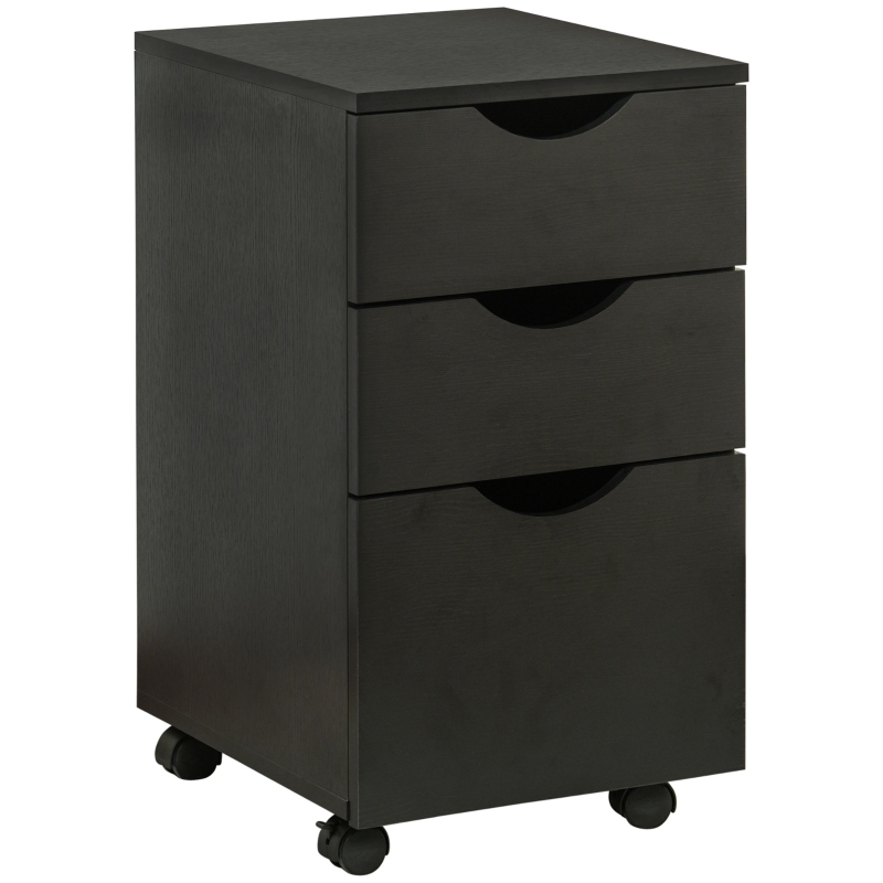 Homcom Rolling File Cabinet 3 Drawer File Cabinet? Rolling Vertical A4  Paper Letter Binder 14" D Black Wood Grain | Aosom