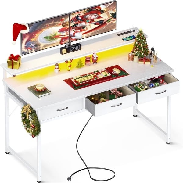 Industrial Modern Writing Desk with Fabric Drawers and X-Brace Support