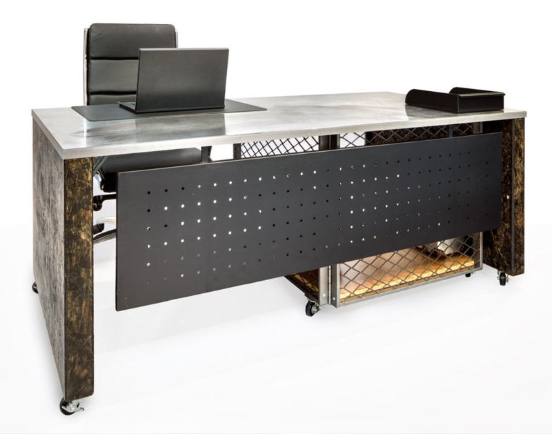 Industrial Style Executive Desk on Mobile Casters