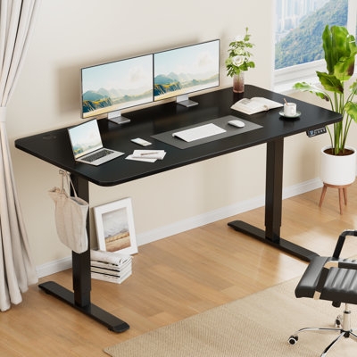 Industrial Style Standing Desk with Dual Monitor Mount