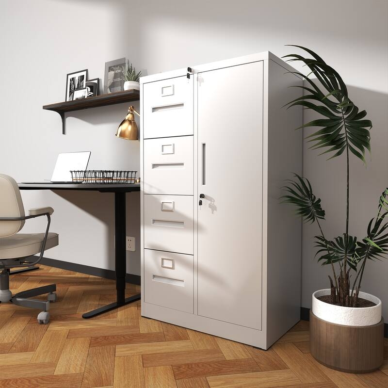 Industrial White Filing Cabinet Locker Style Door Louvered Vents