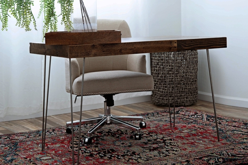 Industrial Writing Desk, Provincial Wood Stain, Hairpin Legs