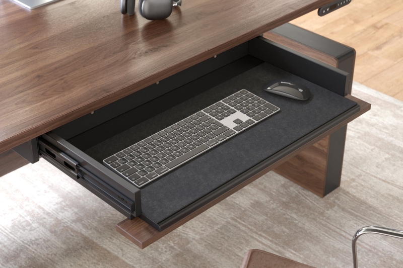 Keyboard Tray Integrated Drawer Matte Black Ball Bearing Slides