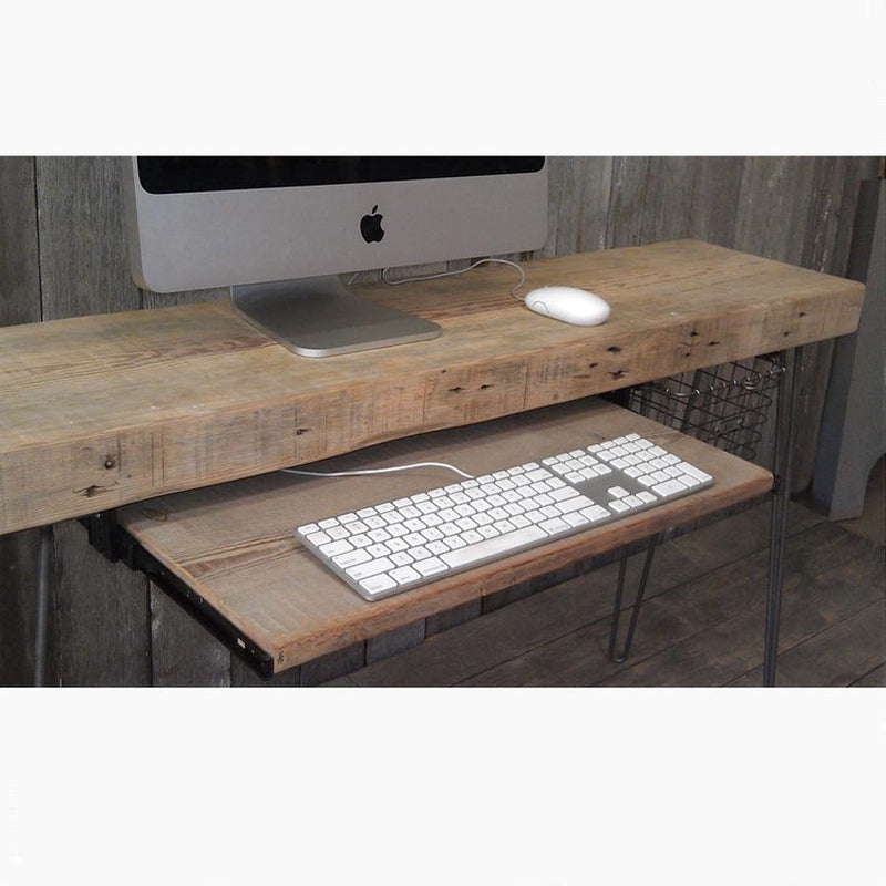 Keyboard Tray Natural Wood Grain Sliding Rustic Industrial