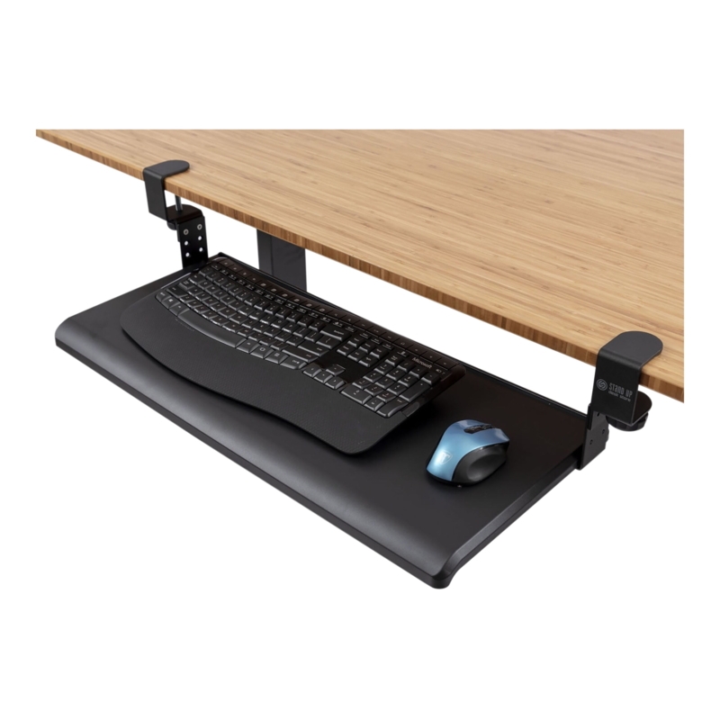 Keyboard Tray Retractable Clamp On Design Extra Wide Platform