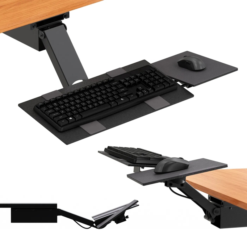 Keyboard Tray Separate Mouse Tray Adjustable Tilt Swivel Arm