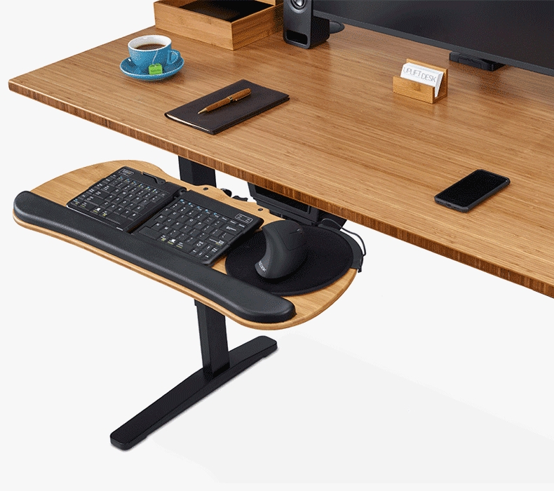 Keyboard Tray Split Level Design Adjustable Arm Swivel Mechanism