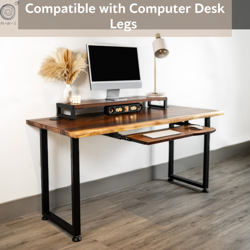 Keyboard Tray Walnut Wood Curved Ergonomic Front Sliding