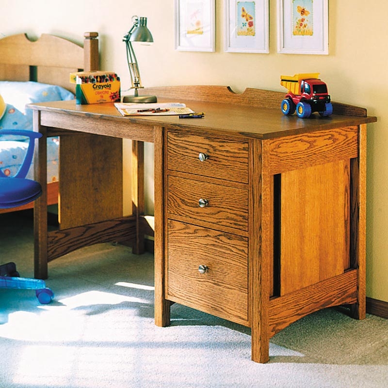 Kids Desk Integrated Hutch Ladder Back Chair Traditional Wooden Set