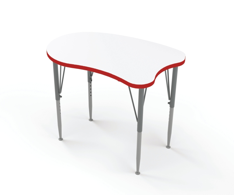 Kids Desk Red Edge Banding Adjustable Height Curved Dry Erase