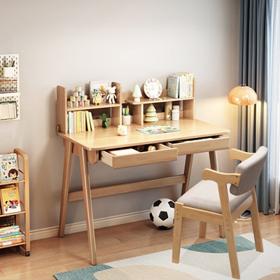 Kids Desk Set Scandinavian Two-Tone with Matching Chair Set