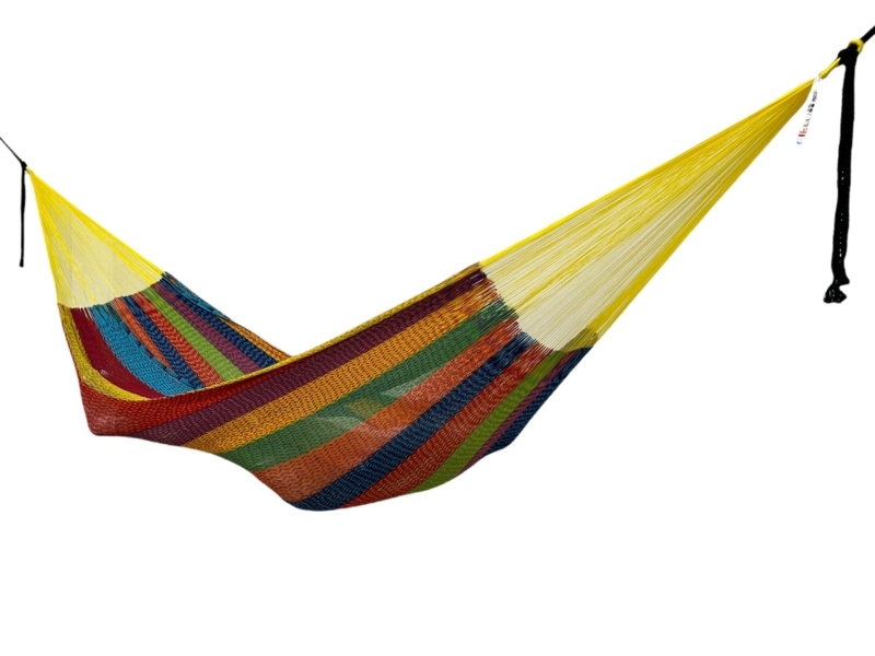 King Size Cotton Hammock with Decorative Fringe and Spreader Bars