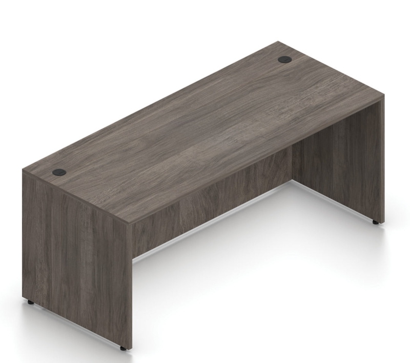 L-Shaped Desk Espresso Finish Integrated Drawers Executive