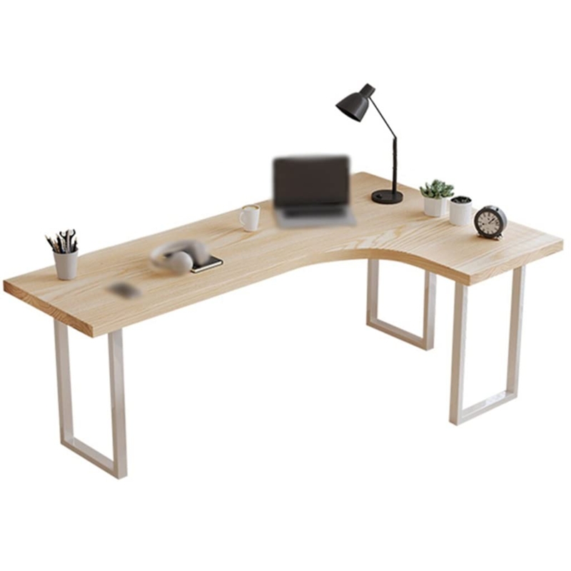 L-Shaped Desk Espresso X-Frame Support Industrial Corner Workstation