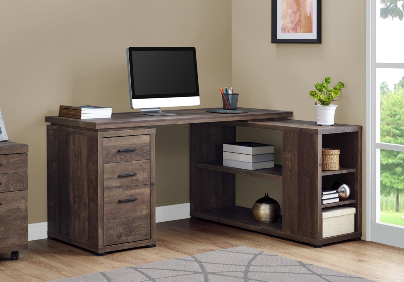 L-Shaped Desk Integrated Corner Shelving Industrial
