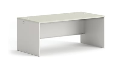 L-Shaped Desk Overhead Hutch Wood Toned Traditional Executive Workstation