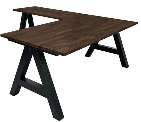 L-Shaped Desk Solid Appearance Metal Base Industrial Modern Office