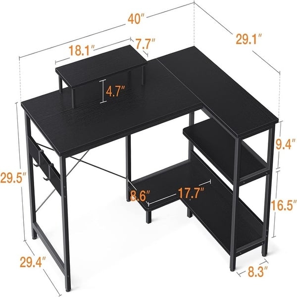 L-Shaped Desk with Minimalist Metal Legs and Wood Grain Surface