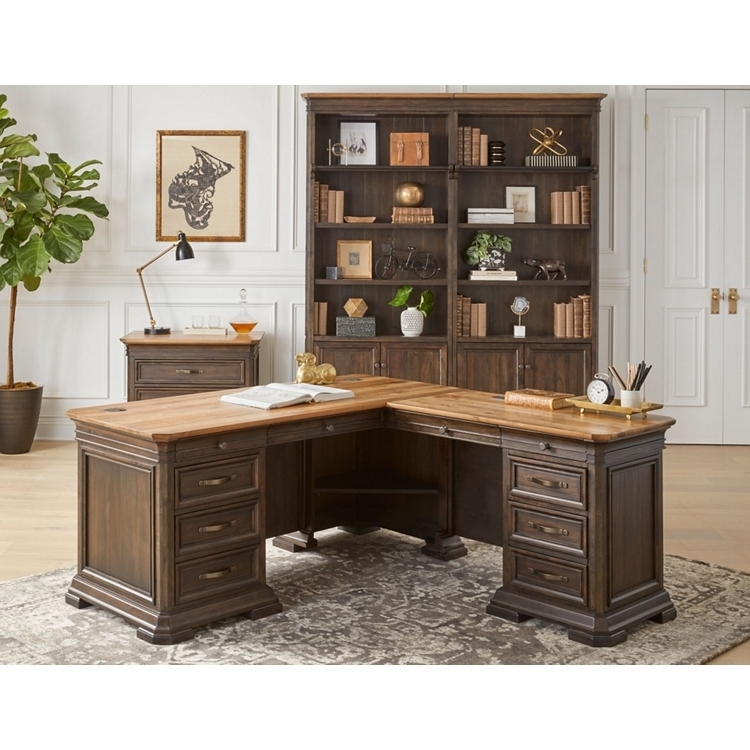 L-Shaped Executive Desk with Coordinated Storage Set