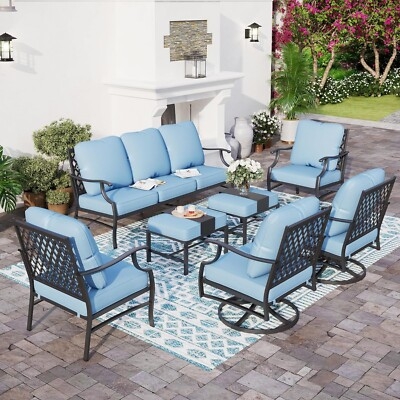 L-Shaped Modular Outdoor Sectional Set Mixed Material Coffee Table