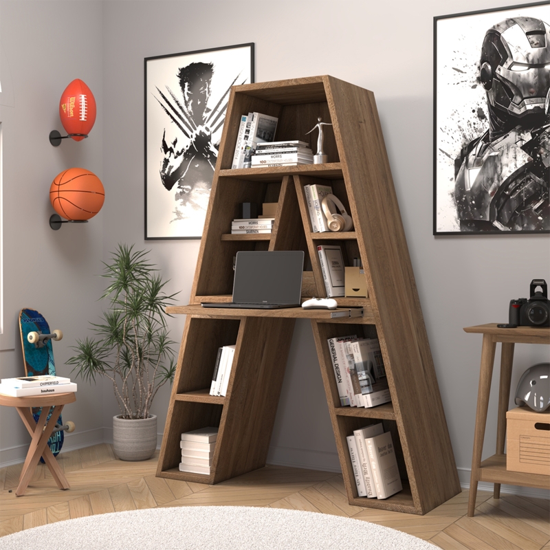 Ladder Desk, A-Frame Silhouette with Pull-Out Tray