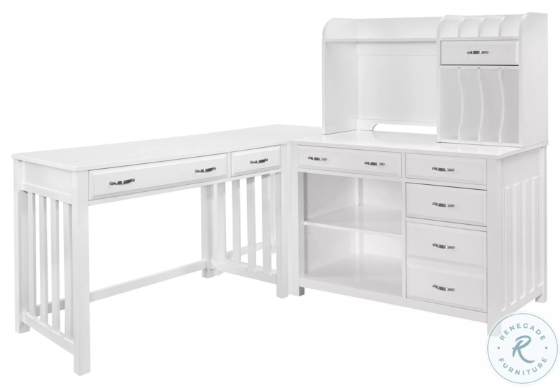 Large L-Shaped Desk with Hutch for Executive Home Office